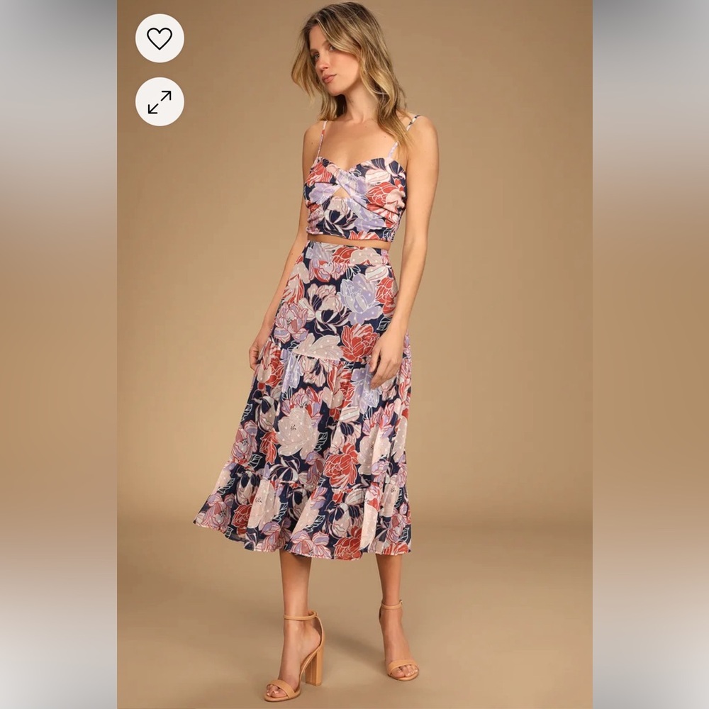Lulus Floating Through Flowers Multi Floral Two-Piece Midi Dress